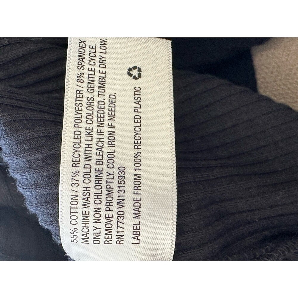 A New Day Top Womens L Black Ribbed Knit Long Sleeve Ruched Drawstring - Picture 4 of 5